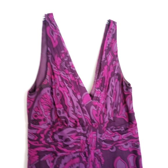 Donna Morgan Purple Paisley Silk Chiffon Fairycore Dress - Picture 4 of 9